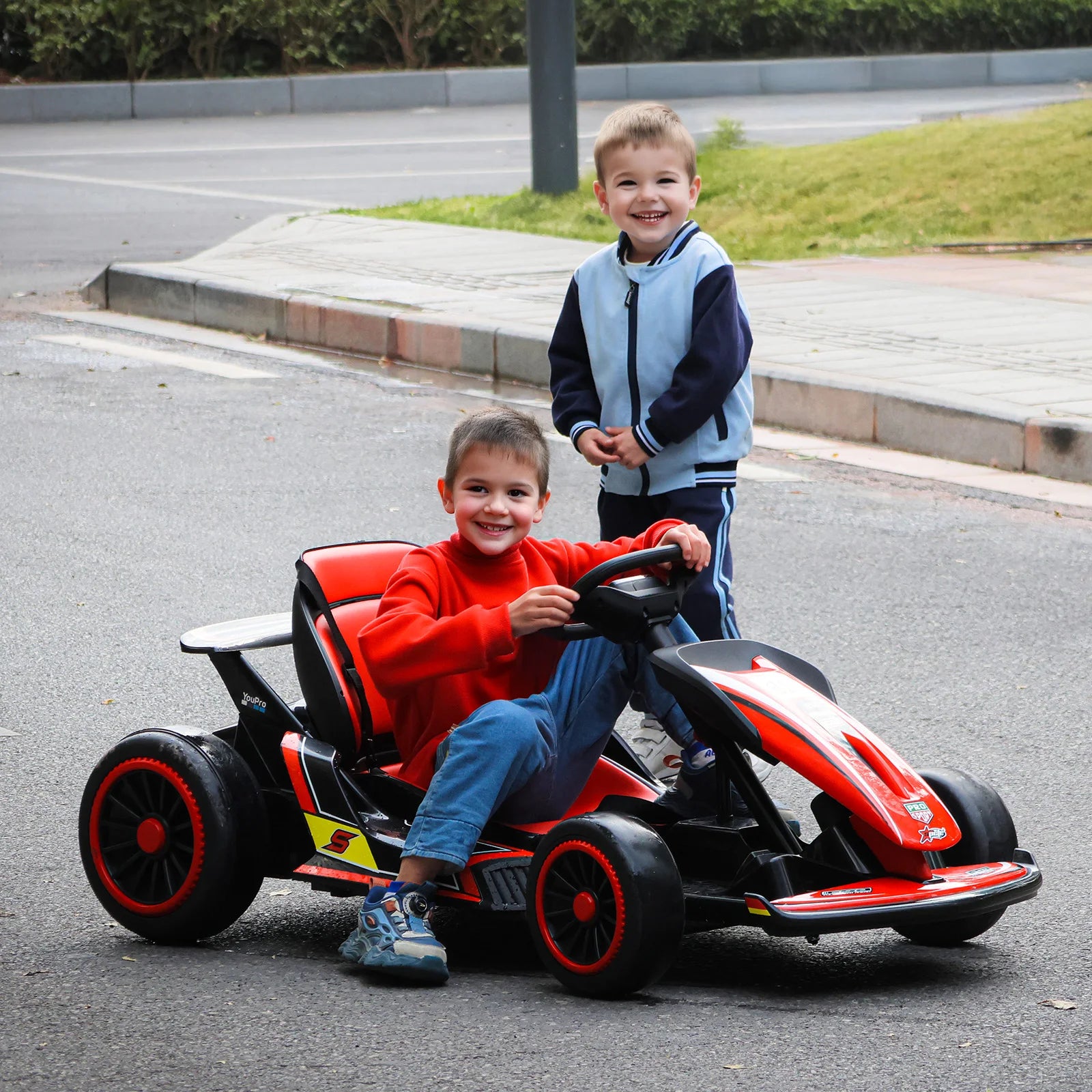 MUKIDY 24V Electric Go Kart,Drift Cart for 6+ Kids Gifts,Battery Powered Outdoor Ride on Toy Car Kids Go Kart with Safety Belt