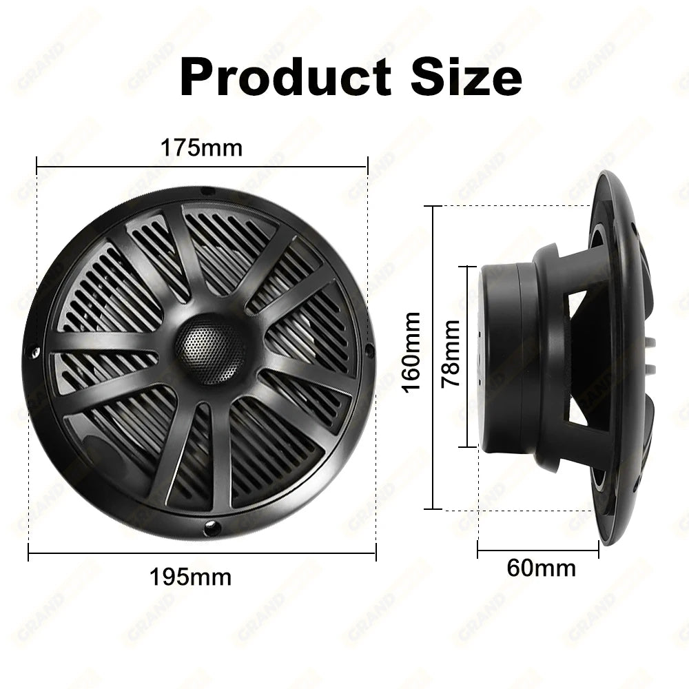 6.5 Inch Marine Speakers 120W Waterproof Weather Resistant Stereo Boat Speaker for RV Yachts Golf cart ATV UTV Ship Sauna