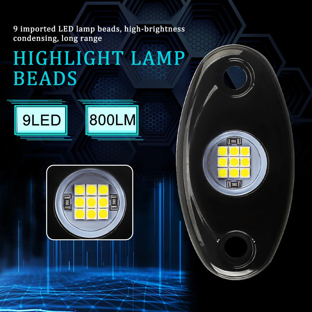 1 Piece 9LED Car LED Rock Light RGB Exterior Atmosphere Light Car Bottom Lamp For Jeep Offroad Truck ATV UTV Underbody Boat Side