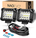 NAOEVO 4 Inch 2Pcs LED Pod Lights Spot Flood Combo LED Fog Driving 4x4 Off Road Lights Work Lights for Truck Boat ATV UTV Jeep