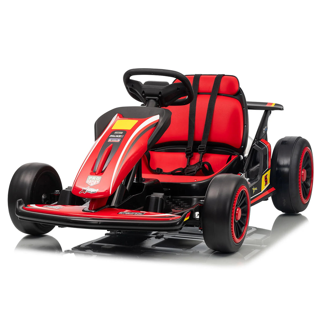 MUKIDY 24V Electric Go Kart,Drift Cart for 6+ Kids Gifts,Battery Powered Outdoor Ride on Toy Car Kids Go Kart with Safety Belt