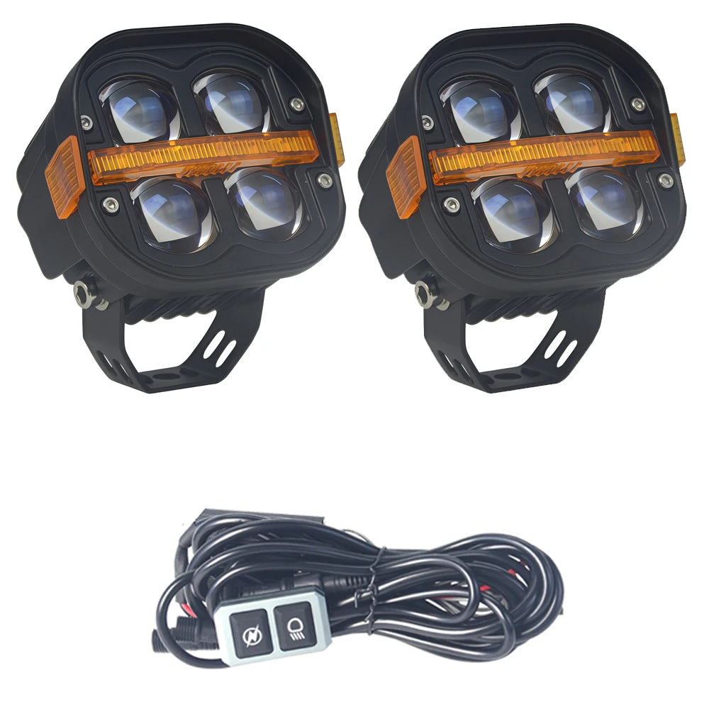 4" LED Work Light Spotlight Fog light Driving Lamp Dual Color DRL For BMW R1200GS R1250GS F800 F850 F900 Motorcycle SUV ATV UTV