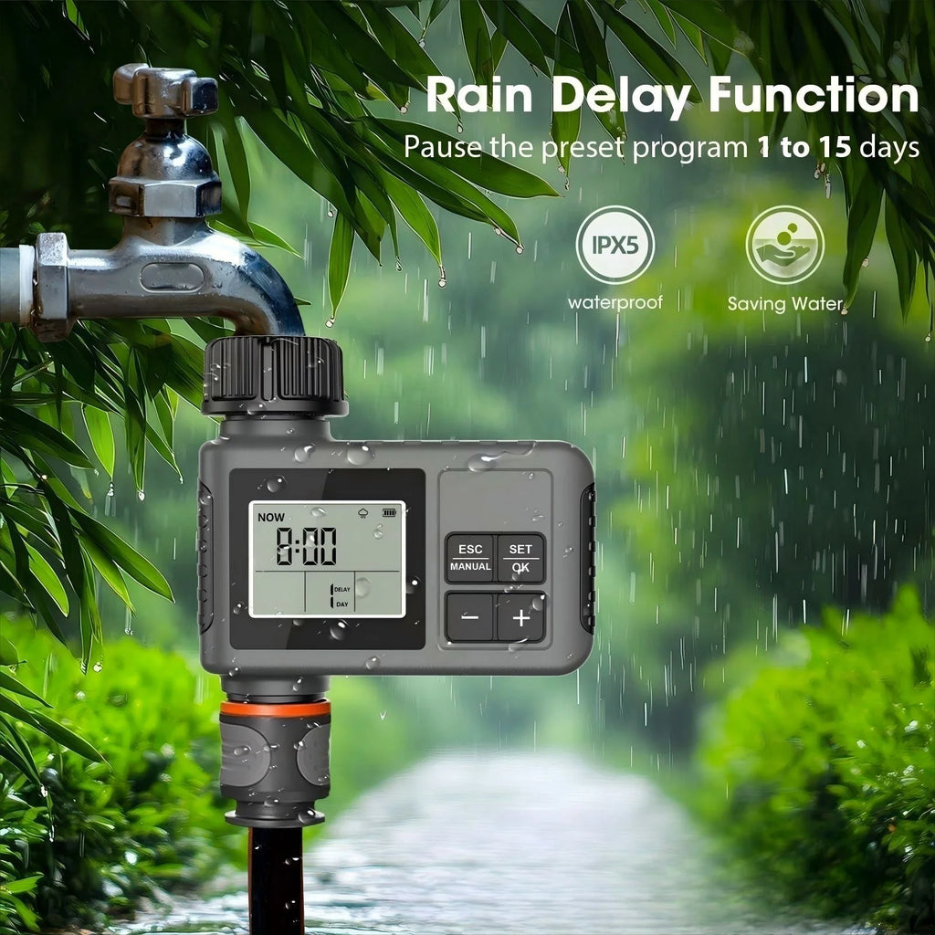 Automatic Water Timer Intelligent Irrigation Watering System Sprinkler Timer Garden Programmer Equipment IPX7 LCD Display