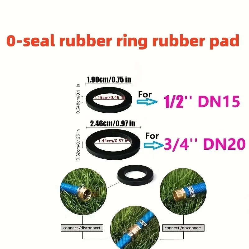 10-Pack Garden Shower Hose Sealing Pads 1/2" DN15 & 3/4" DN20, Heat-Resistant for Hot/Cold Fit Hose Nuts Shower Hoses Pipes