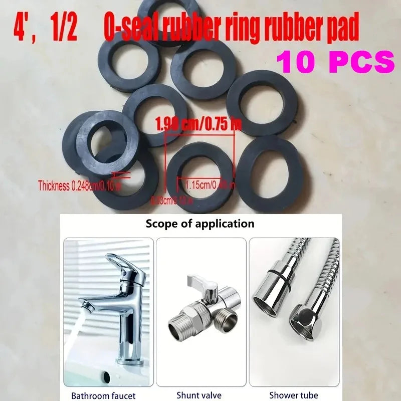 10-Pack Garden Shower Hose Sealing Pads 1/2" DN15 & 3/4" DN20, Heat-Resistant for Hot/Cold Fit Hose Nuts Shower Hoses Pipes