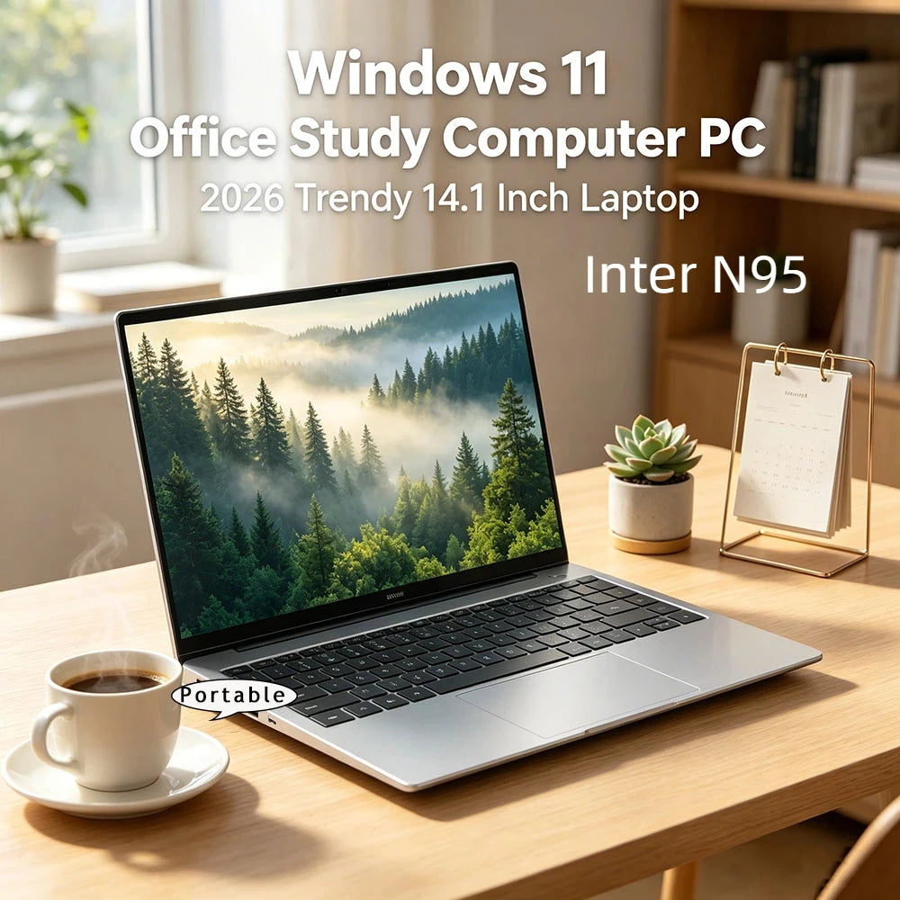 Vivid 14.1" Ultra-clear Laptop N95 120Hz FHD IPS 7500mAh 32GB/2TB SSD Backlit Keyboard Fingerprint Unlock