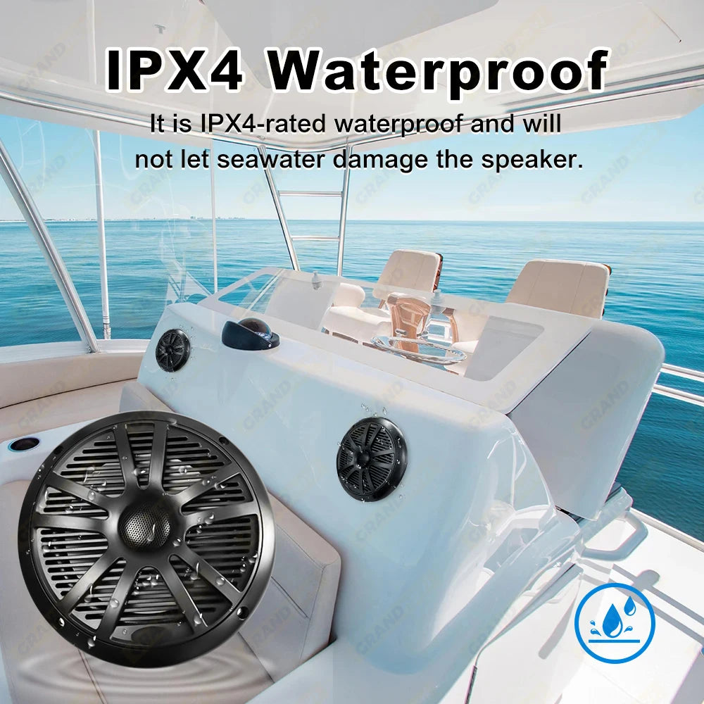 6.5 Inch Marine Speakers 120W Waterproof Weather Resistant Stereo Boat Speaker for RV Yachts Golf cart ATV UTV Ship Sauna