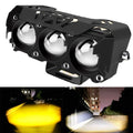 Motorcycle LED Spot Light Dual Color Hi/Low Beam Fog Lamps for Car Trucks SUV UTV 12V 24VMini Lens Headlight Driving Light