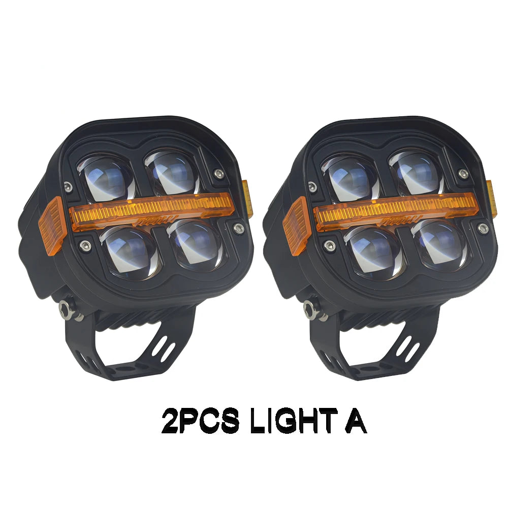 4" LED Work Light Spotlight Fog light Driving Lamp Dual Color DRL For BMW R1200GS R1250GS F800 F850 F900 Motorcycle SUV ATV UTV