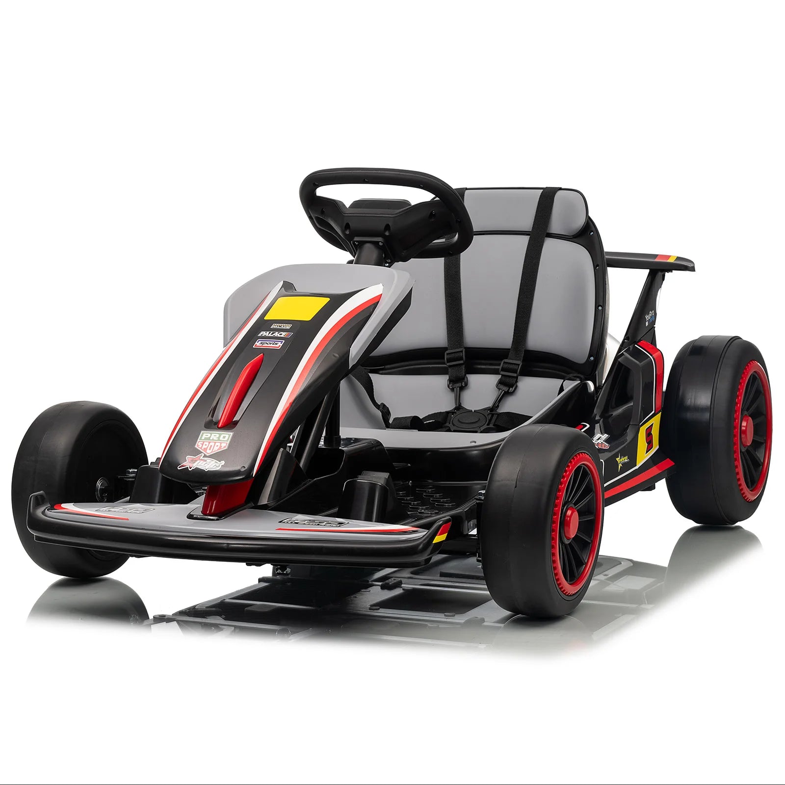 MUKIDY 24V Electric Go Kart,Drift Cart for 6+ Kids Gifts,Battery Powered Outdoor Ride on Toy Car Kids Go Kart with Safety Belt