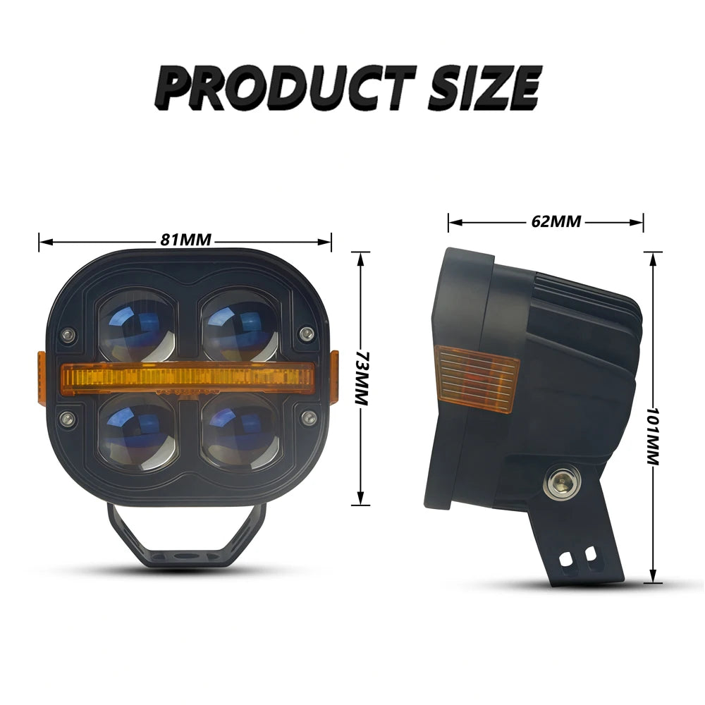 4" LED Work Light Spotlight Fog light Driving Lamp Dual Color DRL For BMW R1200GS R1250GS F800 F850 F900 Motorcycle SUV ATV UTV