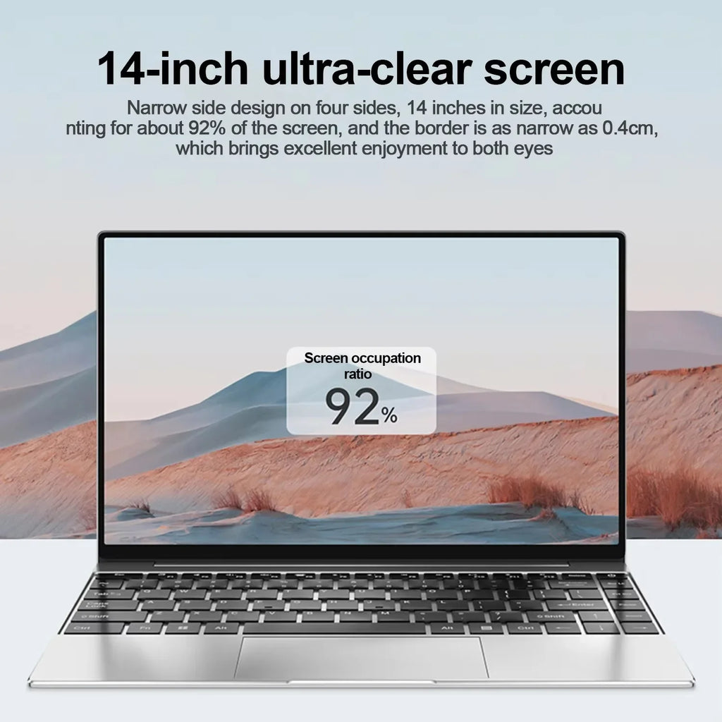 Ultra Thin Full HD Laptop Intel N3700 Processor 16GB Large RAM 2TB Big SSD Home Daily Leisure Study Computer