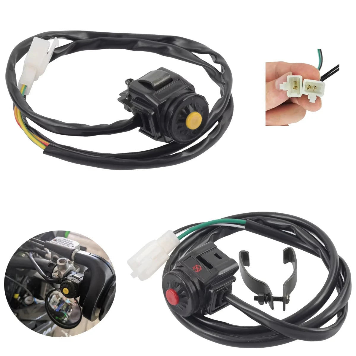 Motorcycle Kill Switch Red Push Button Horn Starter Control Switch Dirt Bike ATV UTV Dual Sport For 22mm Handlebar Mounted Bars