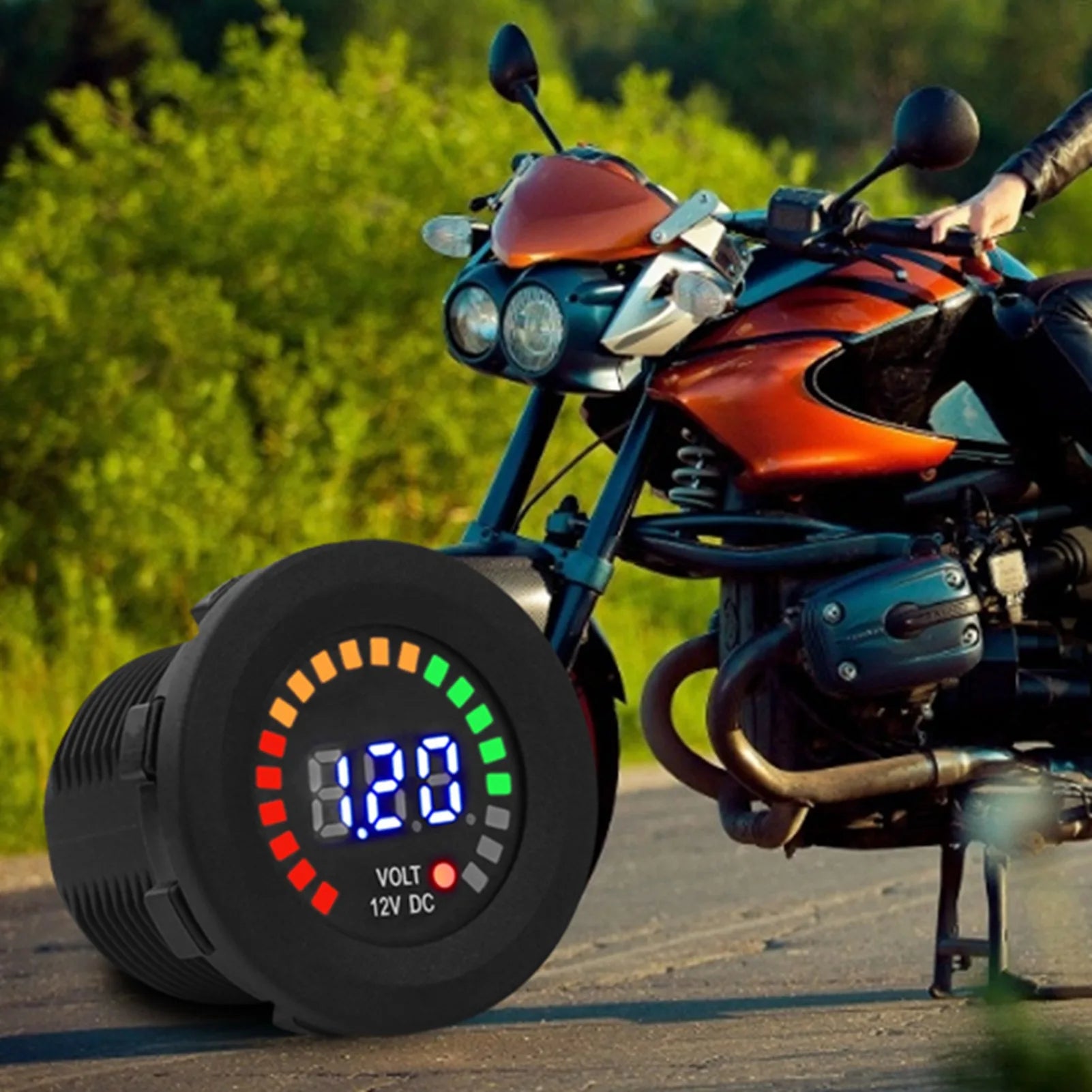 12 V Motorcycle Car LED Digital Display Voltmeter Waterproof Voltage Volt Meter Gauge Motorbikes Cars Boats ATV UTV camper