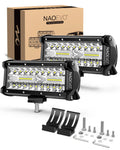 NAOEVO 7 inch LED Light Bar 240W 24000LM 4x4 Offroad Spot Flood Combo Fog LED Waterproof Work Lights for Truck Boat UTV ATV Jeep