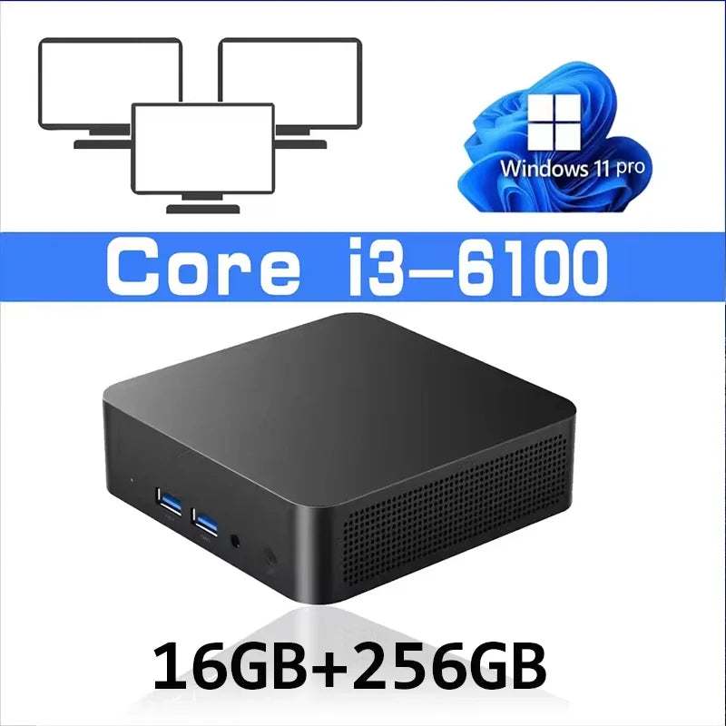 2026 Mini PC Intel Core i3-6100 Computer Windows 11 16GB 1TB 2TB 4K Gaming Computer WiFi6 USB Portable Mini Desktop PC