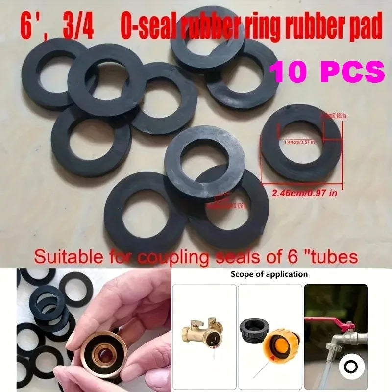 10-Pack Garden Shower Hose Sealing Pads 1/2" DN15 & 3/4" DN20, Heat-Resistant for Hot/Cold Fit Hose Nuts Shower Hoses Pipes