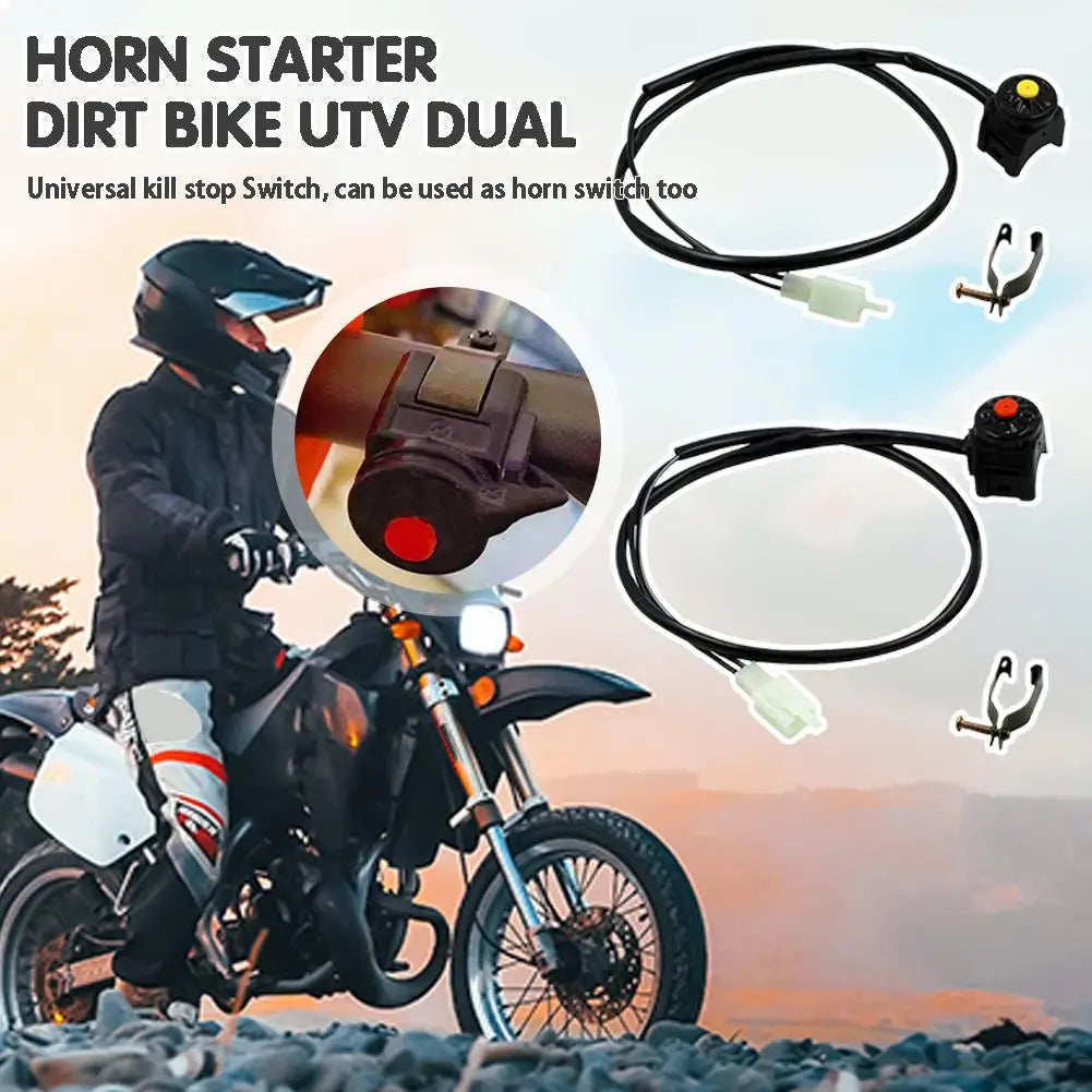 Motorcycle Kill Red Push Button Horn Starter Dirt Bike ATV UTV Dual Sport  For 22mm (7/8") Bars Off Road Motorcycle New