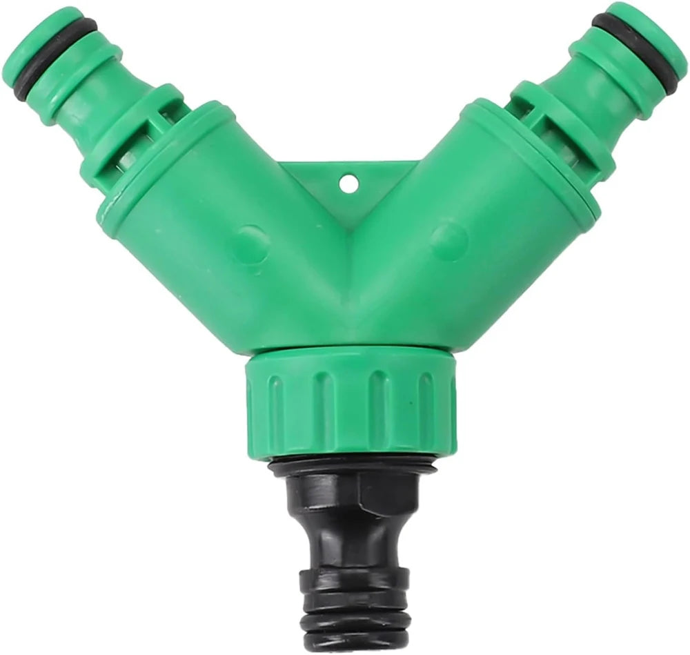 Garden Water Splitter Y Connector 2-Way Valve with Switch - Quick Plastic Adapter for Faucet Irrigation Flower Landscaping