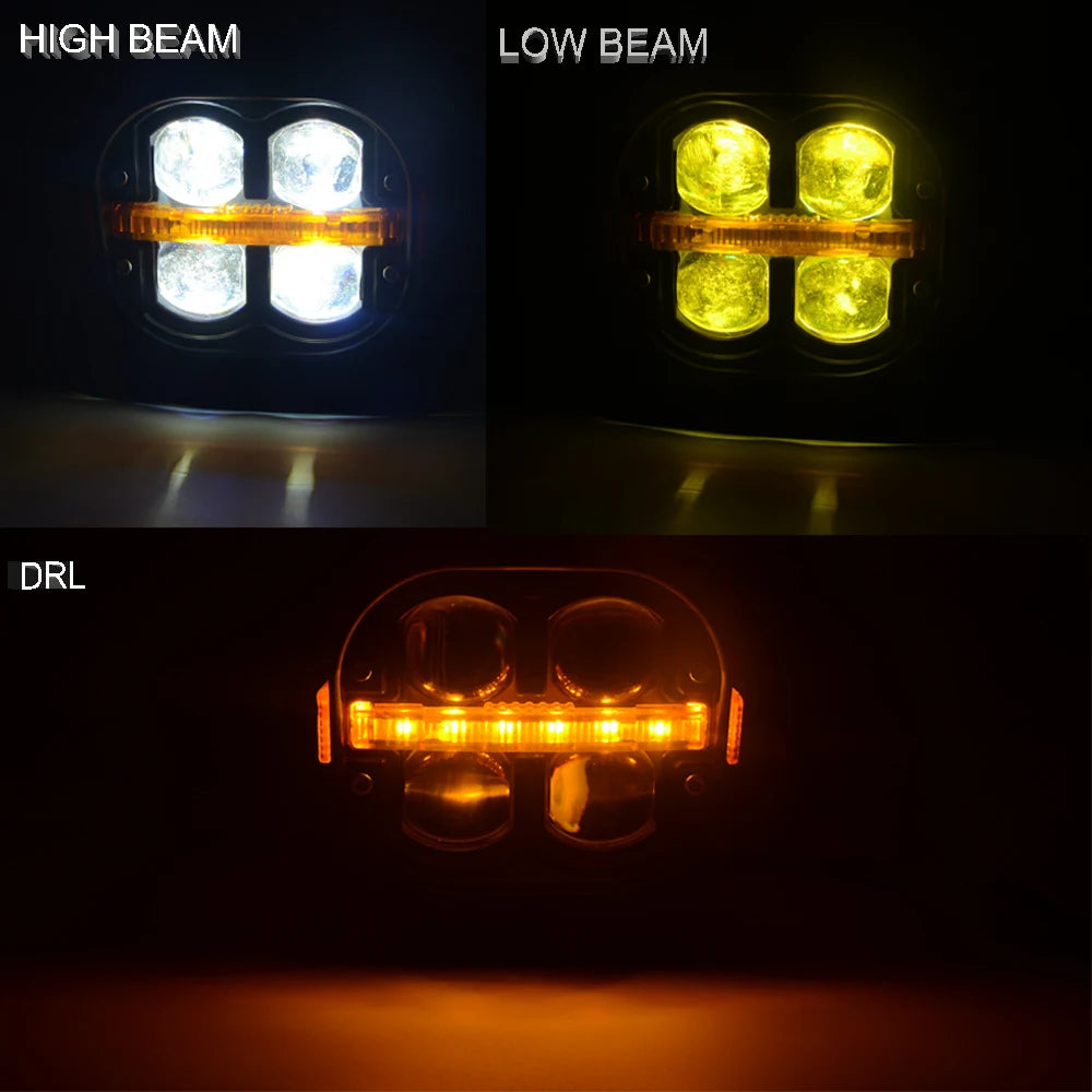 4" LED Work Light Spotlight Fog light Driving Lamp Dual Color DRL For BMW R1200GS R1250GS F800 F850 F900 Motorcycle SUV ATV UTV
