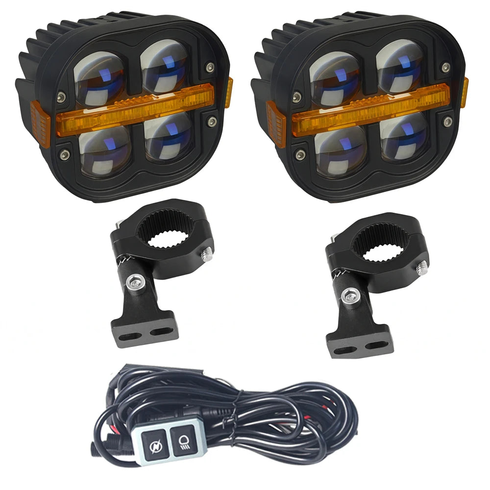4" LED Work Light Spotlight Fog light Driving Lamp Dual Color DRL For BMW R1200GS R1250GS F800 F850 F900 Motorcycle SUV ATV UTV