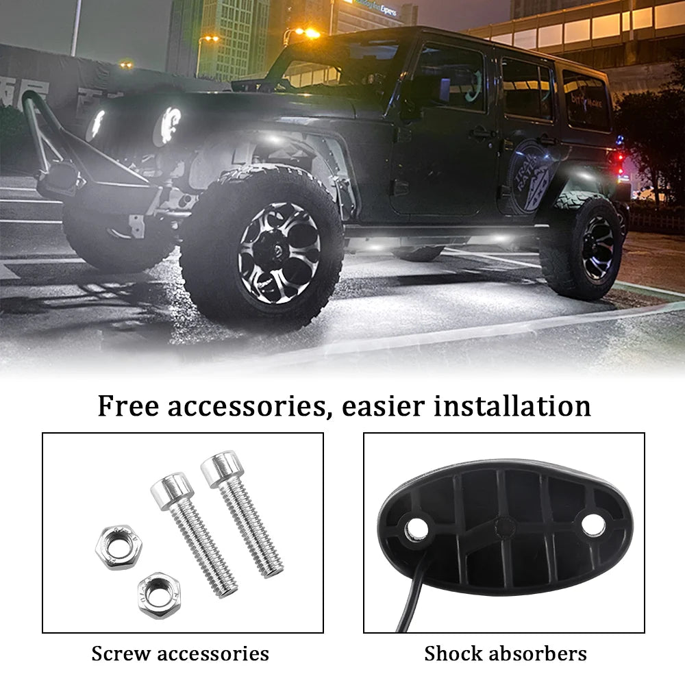 1 Piece 9LED Car LED Rock Light RGB Exterior Atmosphere Light Car Bottom Lamp For Jeep Offroad Truck ATV UTV Underbody Boat Side