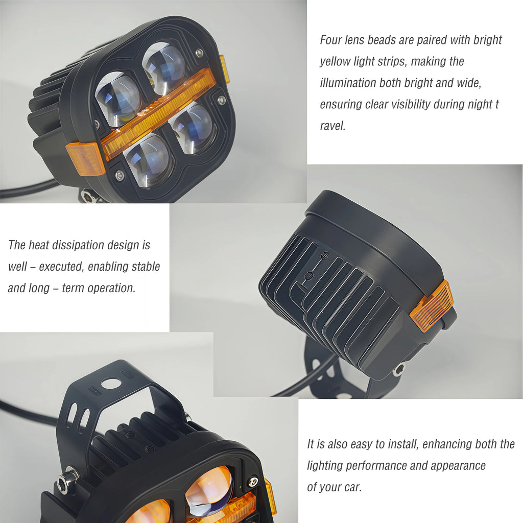 4" LED Work Light Spotlight Fog light Driving Lamp Dual Color DRL For BMW R1200GS R1250GS F800 F850 F900 Motorcycle SUV ATV UTV