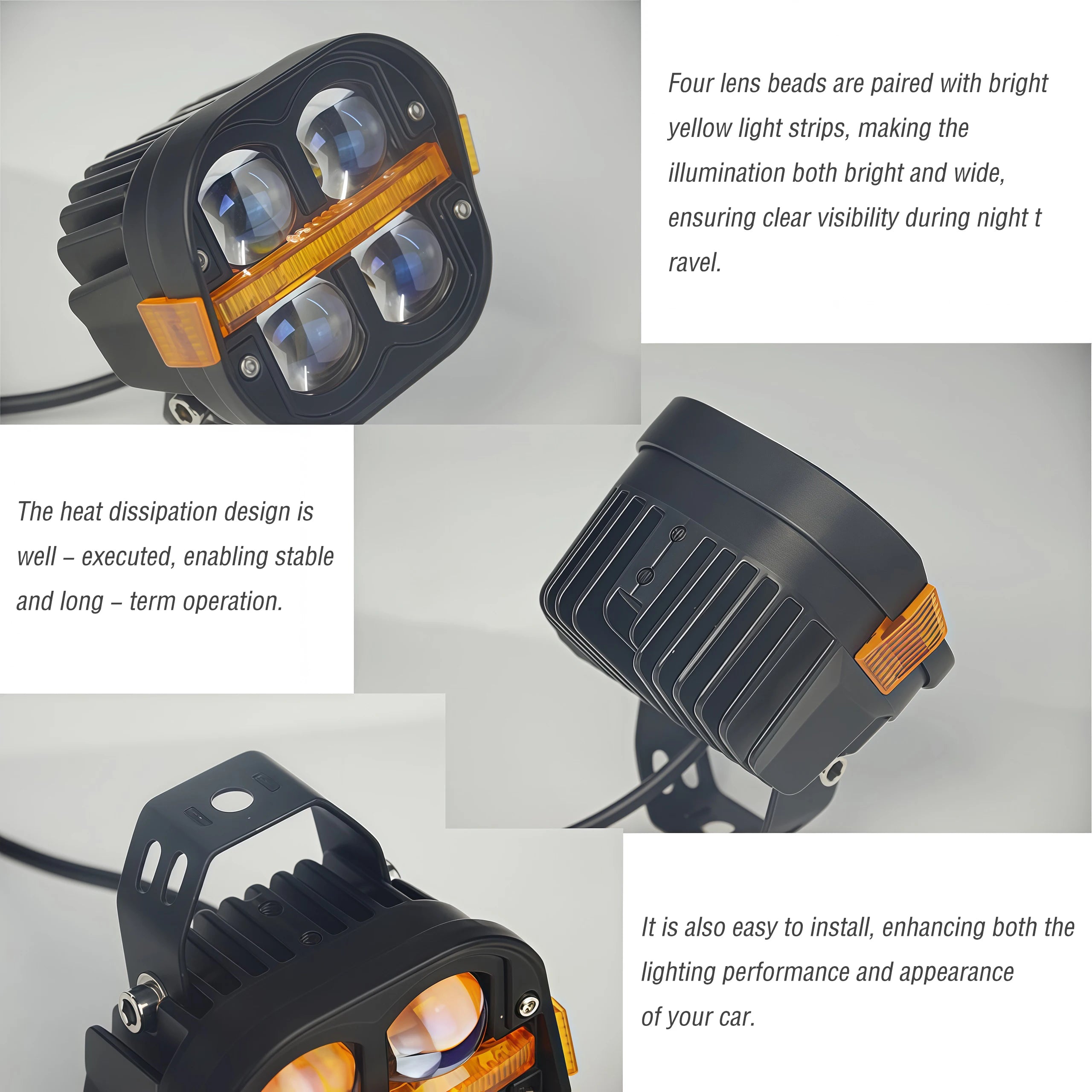 4" LED Work Light Spotlight Fog light Driving Lamp Dual Color DRL For BMW R1200GS R1250GS F800 F850 F900 Motorcycle SUV ATV UTV