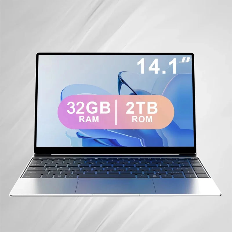 Ultra Thin Full HD Laptop Intel N3700 Processor 16GB Large RAM 2TB Big SSD Home Daily Leisure Study Computer