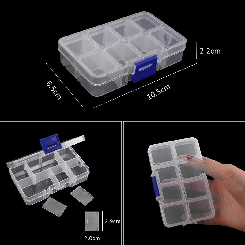 Transparent Plastic Storage Jewelry Box Compartment Adjustable Container For Beads Earring Box For Jewelry Rectangle Box Case