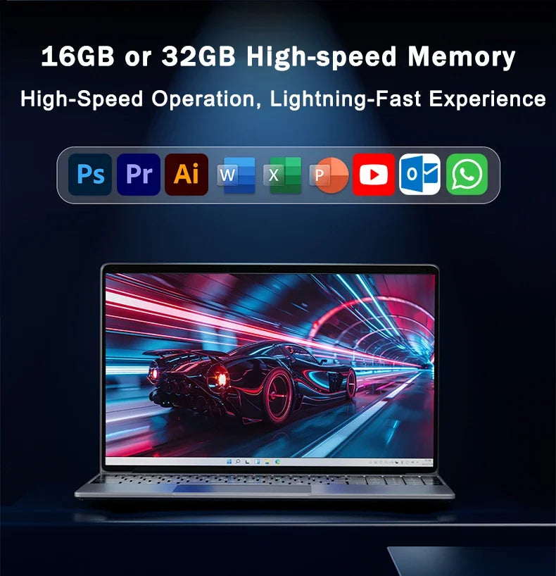 Exquisite 14.1" Ultra-clear Laptop N95 120Hz FHD IPS Display 7500mAh 32GB/2TB SSD Backlit Keyboard Fingerprint Unlock