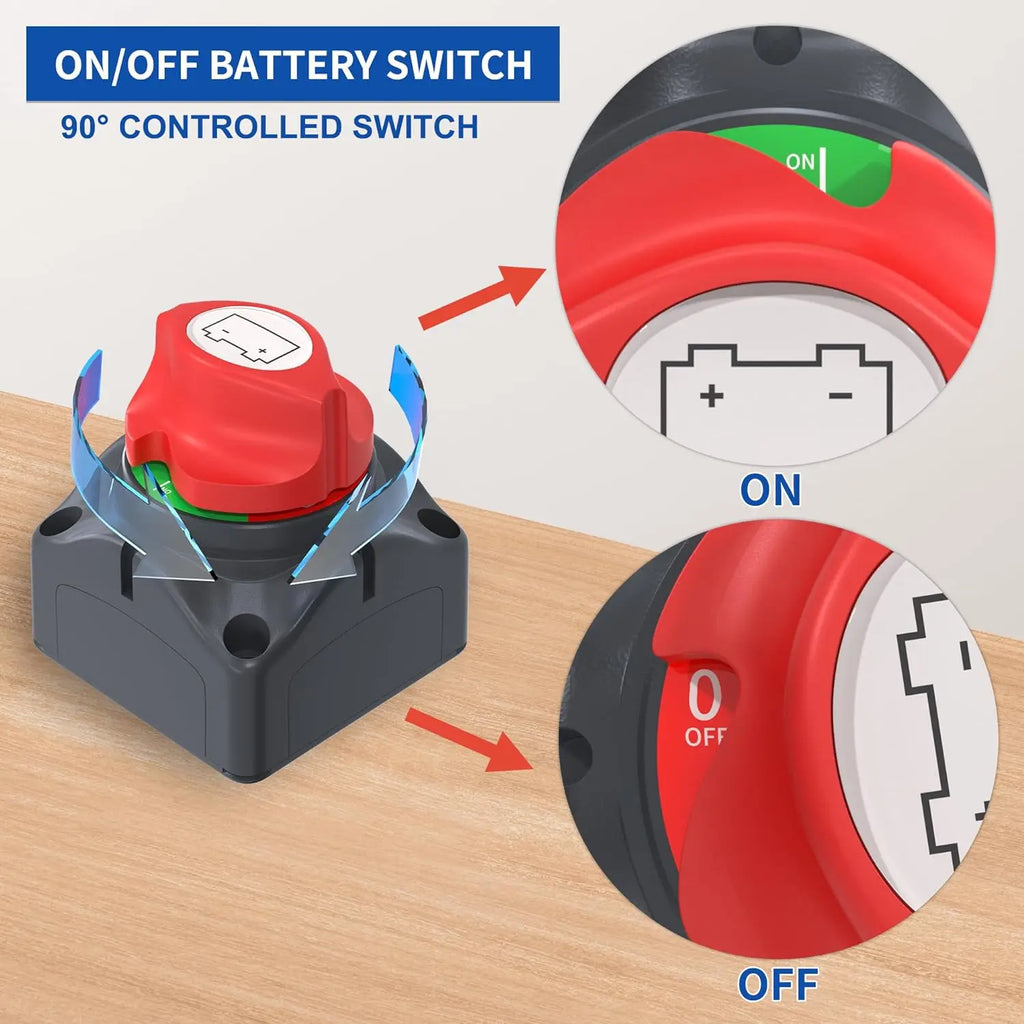 DaierTek Battery Disconnect Switch 12V 48V RV Car Marine Battery Switch Copper Battery Cut Off Switch for Boat ATV UTV Vehicles