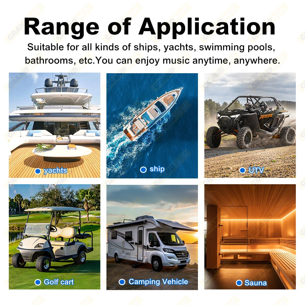 6.5 Inch Marine Speakers 120W Waterproof Weather Resistant Stereo Boat Speaker for RV Yachts Golf cart ATV UTV Ship Sauna