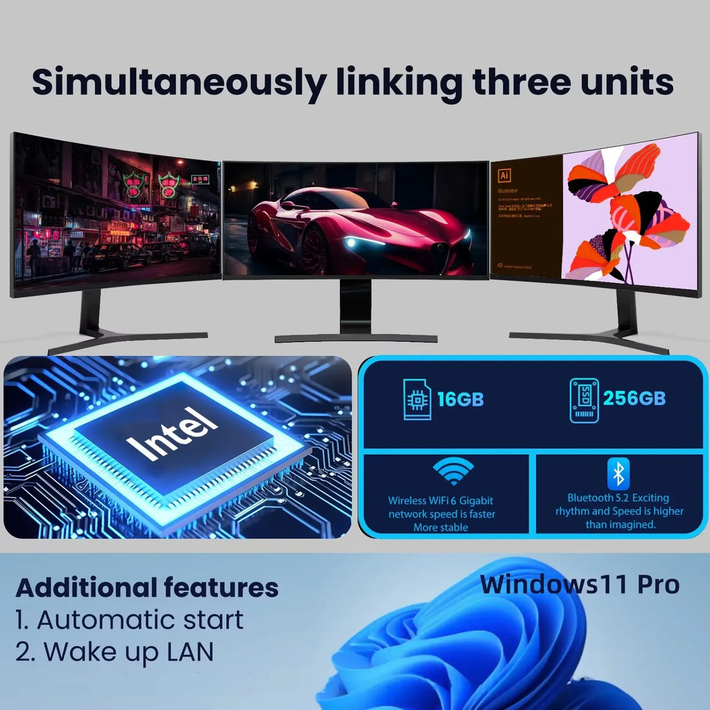 2026 Mini PC Intel Core i3-6100 Computer Windows 11 16GB 1TB 2TB 4K Gaming Computer WiFi6 USB Portable Mini Desktop PC