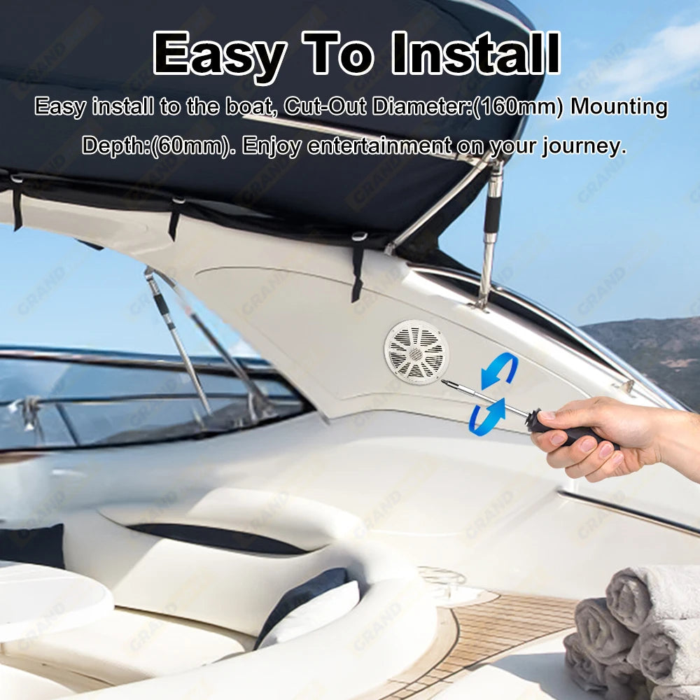 6.5 Inch Marine Speakers 120W Waterproof Weather Resistant Stereo Boat Speaker for RV Yachts Golf cart ATV UTV Ship Sauna