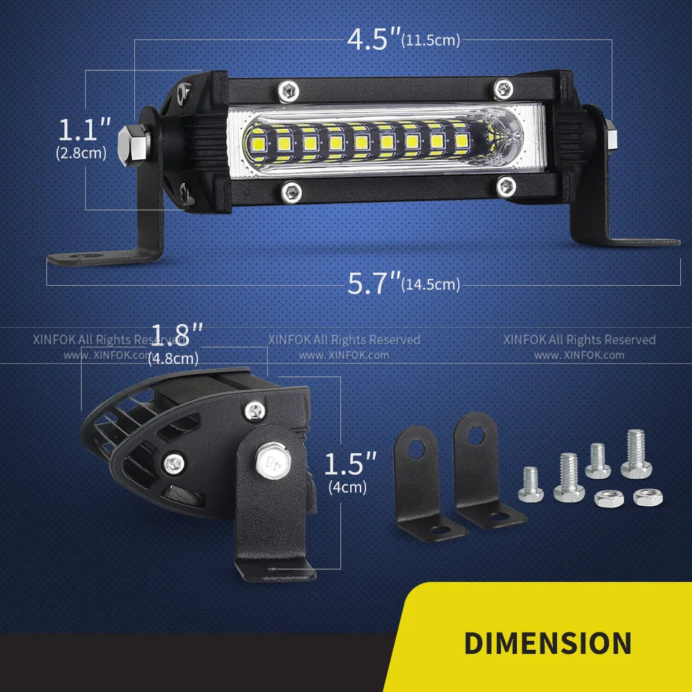 Mini LED Work Bar 9led Slim 4.5'' 27W Moto Work SUV Offroad UTV 4x4 Truck Backup Reverse Spotlight Driving Fog Lamp
